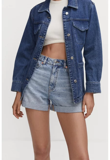 Къс панталон стил Mom Fit от деним