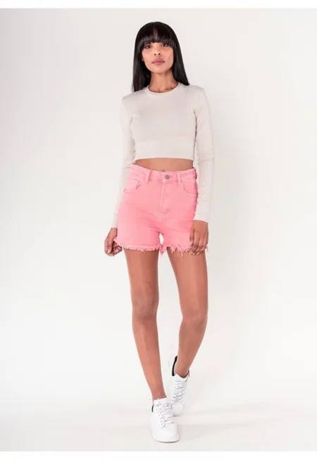 Къси дънки  с коралови краища и ресни J231-7 M7 17331