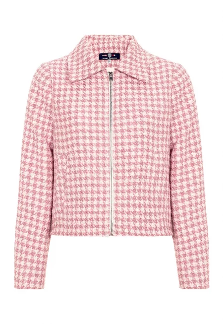 Късо яке с пепит с цип