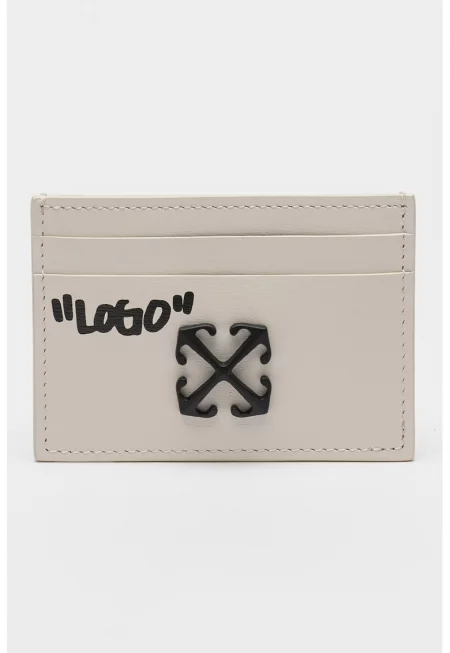 Кожен калъф за карти Jitney с лого - Бежов