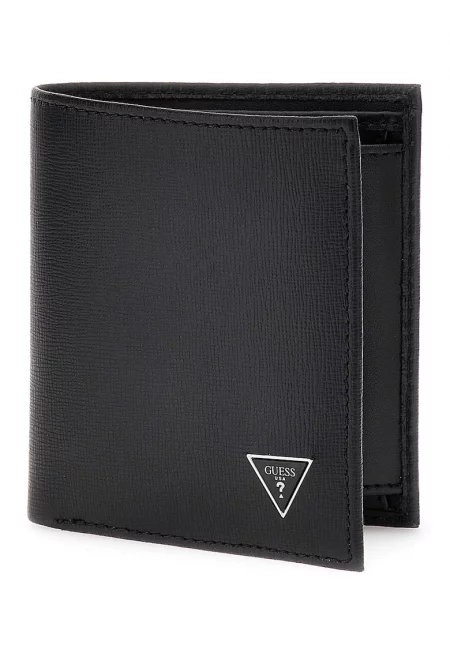 Кожен портфейл Milano с двойно прегъване - Черен