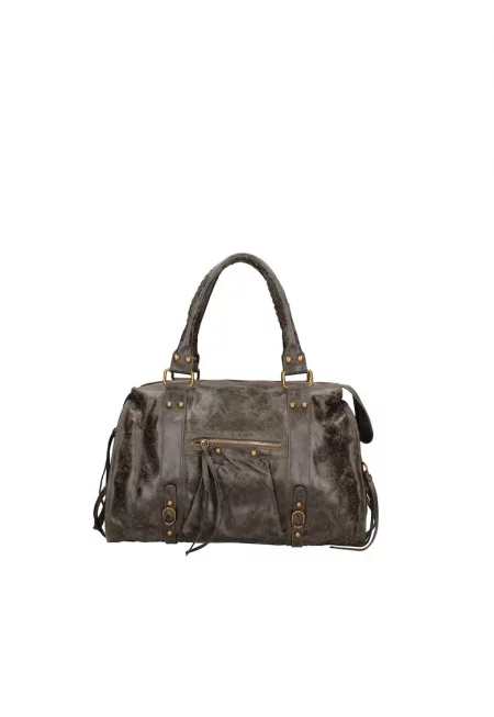 Кожена чанта Elara с дръжки - Тъмнозелен