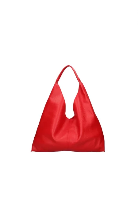 Кожена чанта Хобо с отделяща се чанта - Червен