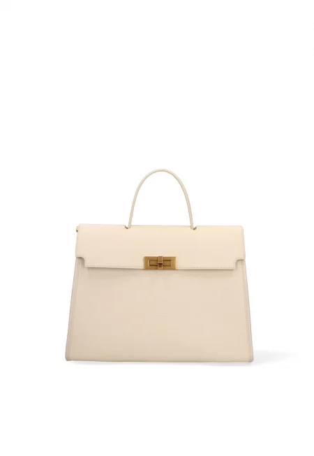 Кожена чанта за рамо Zaffiro с отделяща се презрамка - Бежов