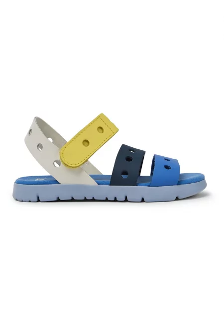 Кожени сандали Oruga Twins 707 с перфорации - Жълт/Мръснобял/Син