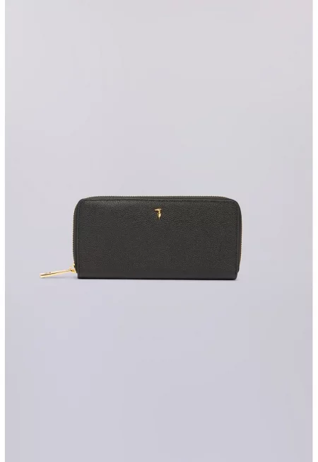Кожено портмоне с монограм - Черен