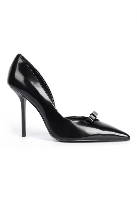 Lillia Patent Leather Shoes With Bow Detail - Черен