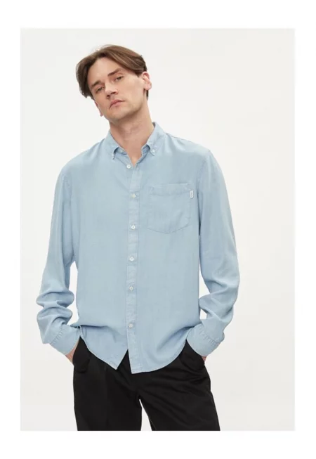 Мъжка риза -  64398 - лиоцел - небесно синьо