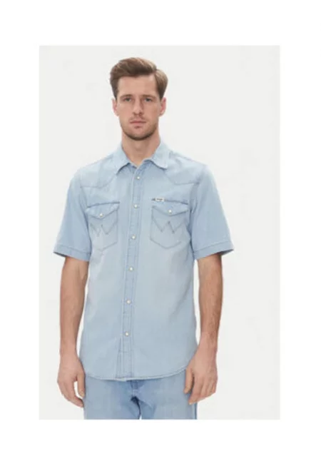 Мъжка риза -  памук - син -