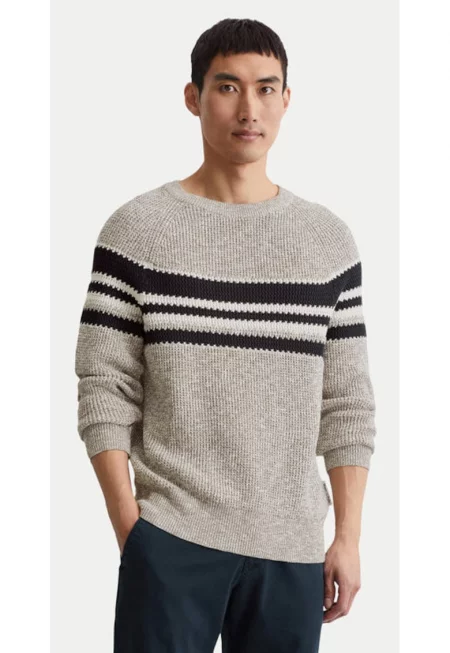 Мъжки пуловер - Marc O'Polo - 304376399 - Памук - Бежов - Бежов