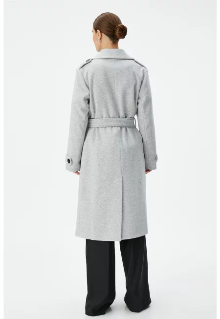 Палто с двуредно закопчаване и колан