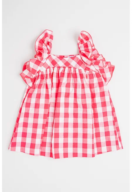 Памучна рокля с каре