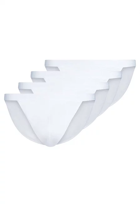 Памучни слипове с лого на талията - 4 чифта - Бял