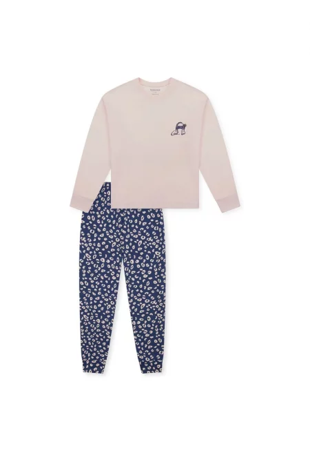 Пижама с десенирана долна част