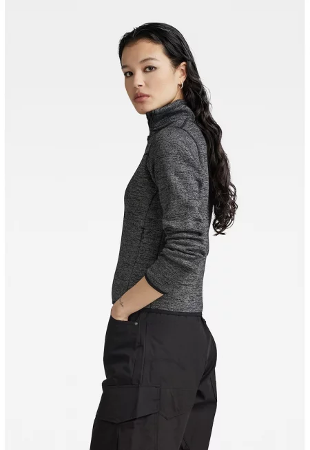 Плетен суитшърт по тялото с цип - Черен/Сив