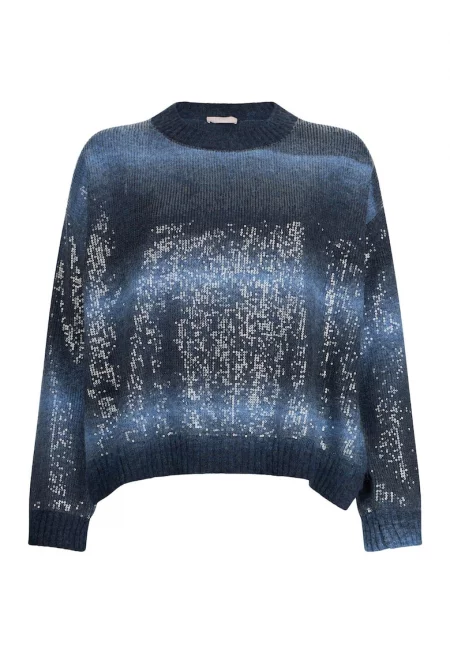 Пуловер с пайети - Син