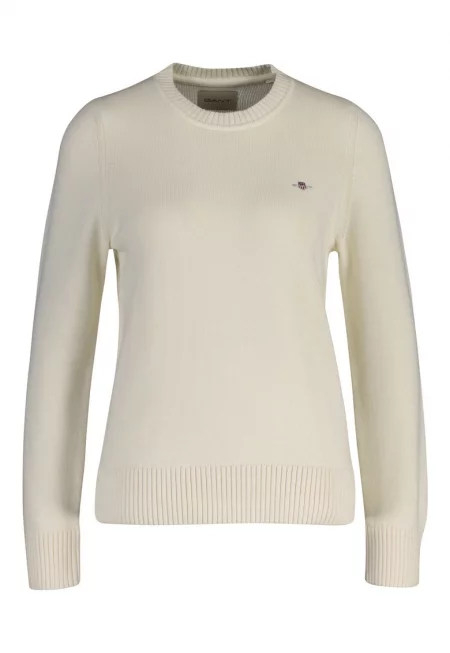Пуловер слим с лого - Крем