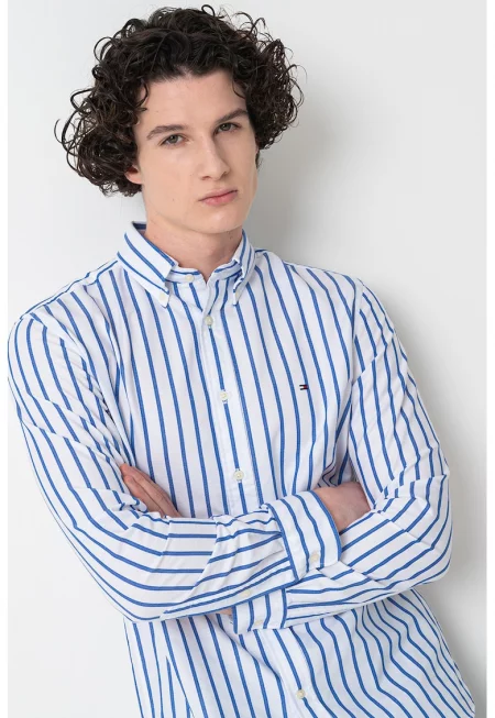 Раирана риза - Бял/Син