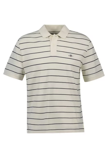 Раирана тениска с яка - Бял