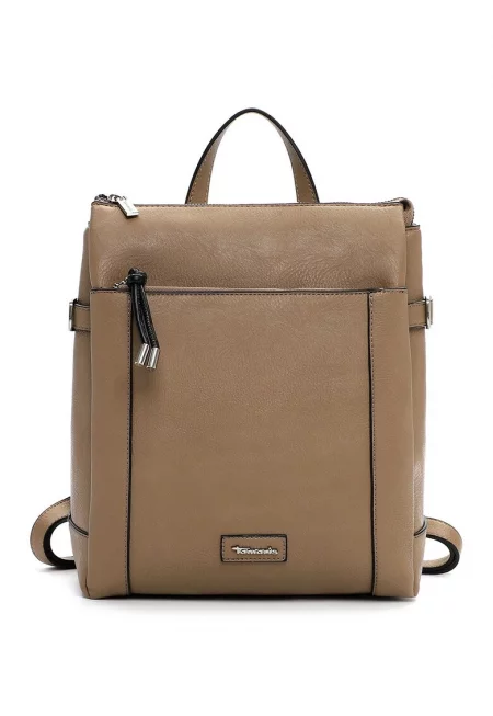 Раница от еко кожа с лого - Карамел