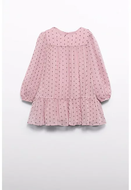 Разкроена рокля с десен - Пастелнорозов