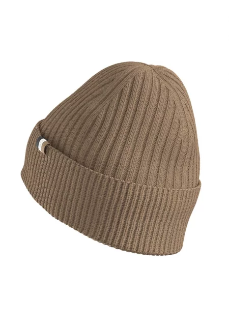 Рипсена шапка с вълна - Бежов