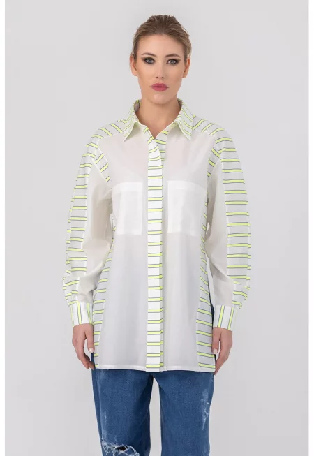 Риза Isabel с райе - Жълт/Мръснобял