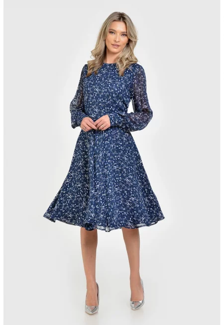 Рокля Olga с шарки - Бял/Син