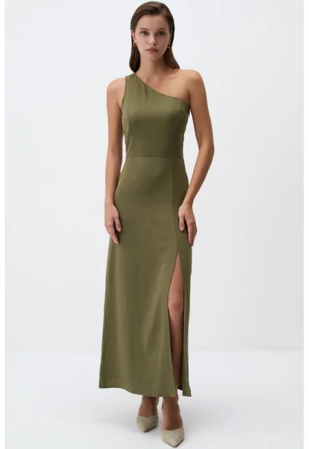 Рокля с голо рамо и цепка встрани - Каки