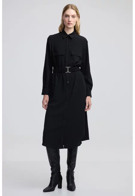 Рокля тип риза с еластичен колан