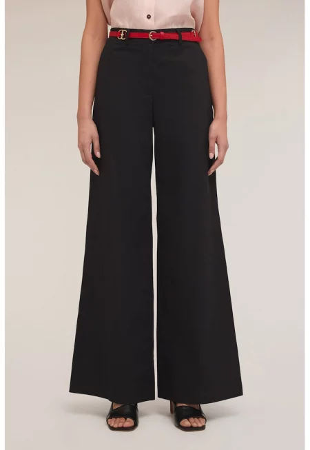 Широк панталон с висока талия - Черен/Избеляло черно