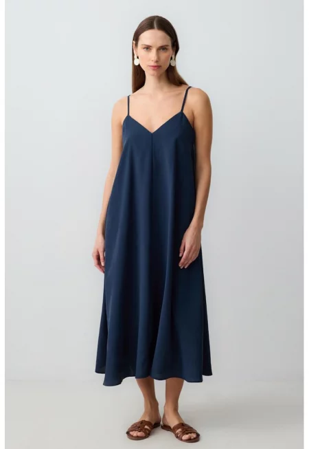 Шпиц рокля с модал - Тъмносин