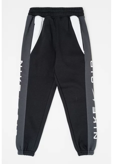 Спортен панталон с памук с лого - Бял/Черен/Антрацитно сиво