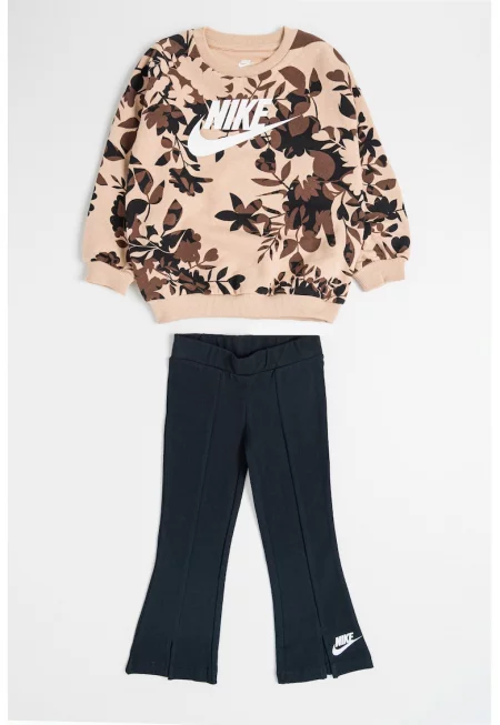 Суитшърт с памук с принт и клин - 2 части