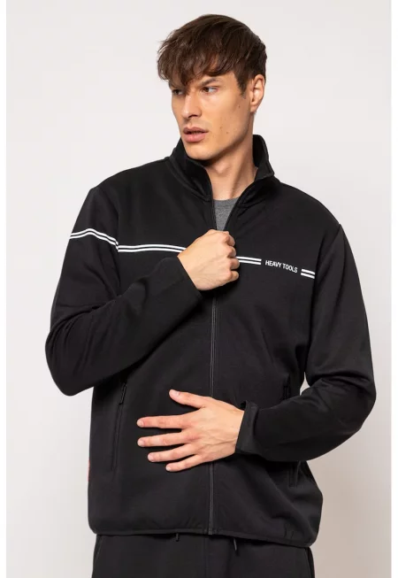 Суитшърт Tilon с цип и странични джобове - Черен