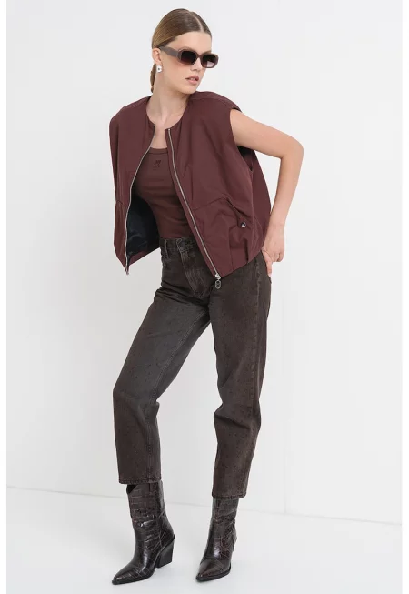 Свободен елек Azelda с цип - Кафяв