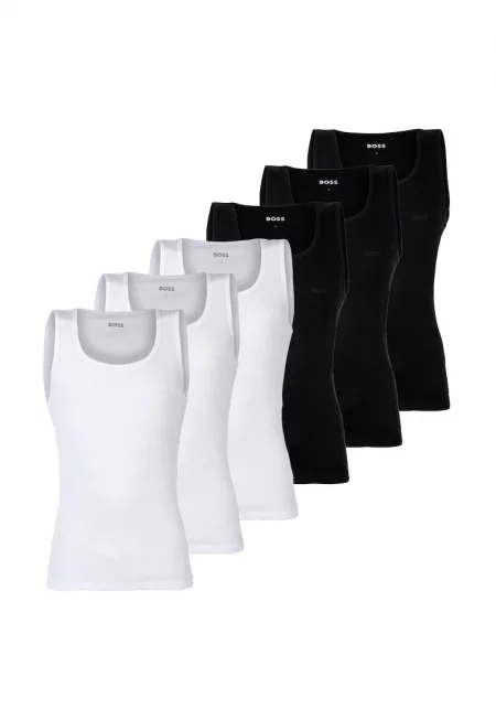 Танк топ с рипс - 6 чифта - Бял/Черен