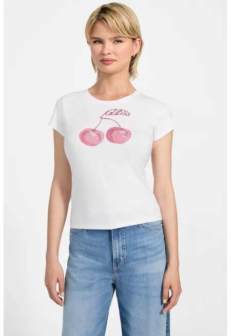 Тениска с модал и декоративни камъни