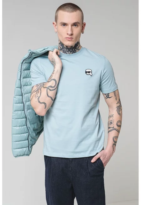 Тениска с овално деколте и лого - Персийско зелено