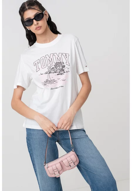 Тениска с принт и лого