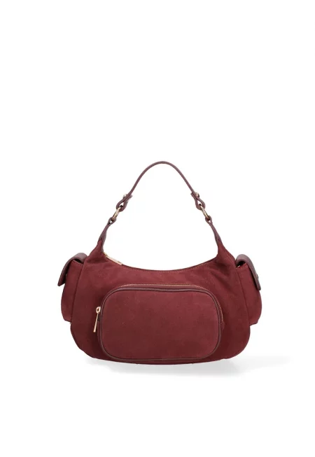 Велурена чанта за рамо Ardena - Бордо