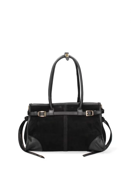 Велурена чанта за рамо Novara Ultra - Черен