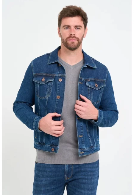 Вталено дънково яке - Тъмносин