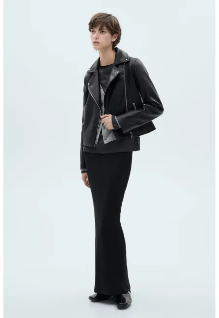 Яке от еко кожа - Черен