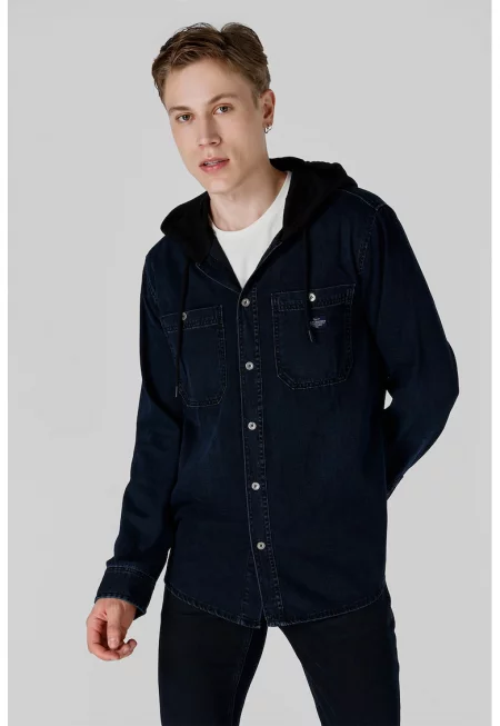 Яке тип риза с качулка - Тъмносин