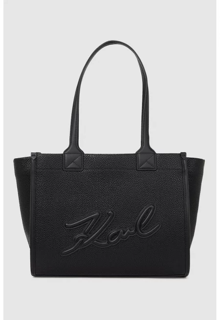 Чанта от еко кожа с лого - Черен