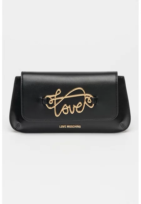 Чанта през рамо от еко кожа с презрамка с верижка - Черен