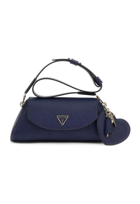 Чанта през рамо от еко кожа с висулки - Тъмносин