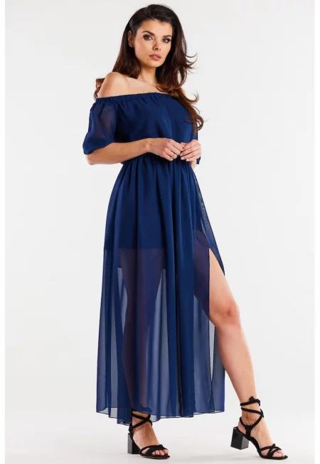 Дълга рокля с къс ръкав A515