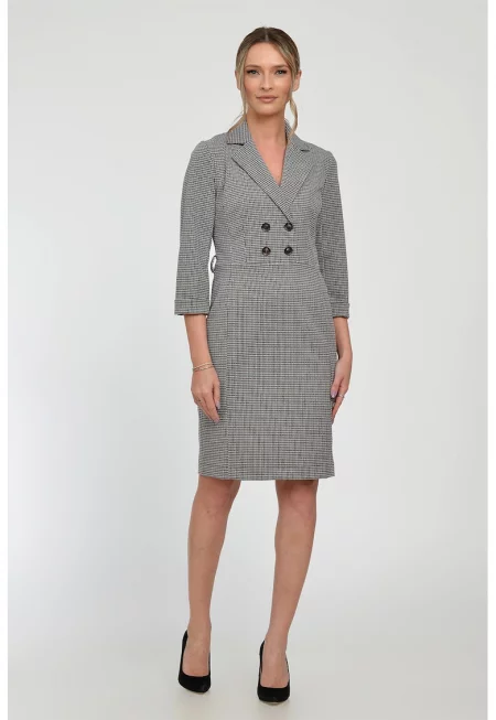 Дамска офис рокля - Бял/Черен/Кафяв